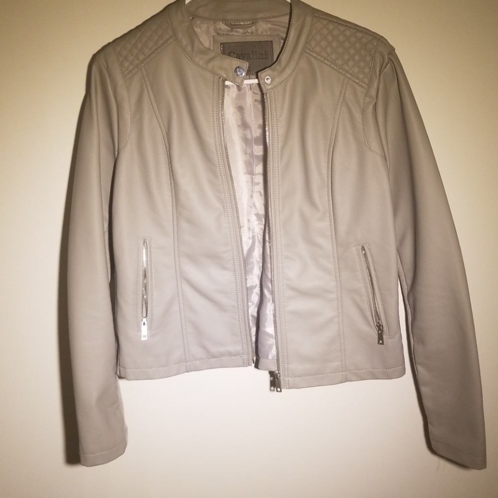 Gray leather jacket